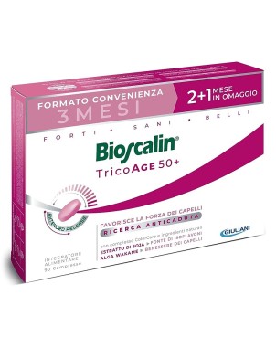 Bioscalin
TricoAge 50+
favorisce la forza dei capelli
integratore alimentare
3 mesi (2+1 mese in omaggio)