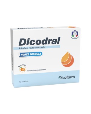 Dicodral
soluzione reidratante orale
con zucchero ed edulcorante, senza glutine
gusto arancia