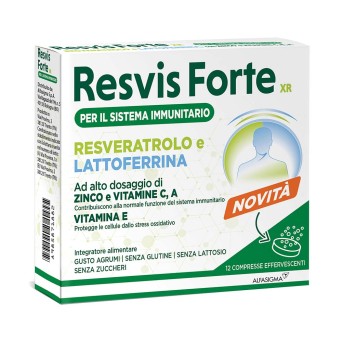 Resvis Forte XR
Per il sistema immunitario
Resveratrolo e Lattoferrina
Ad alto dosaggio di Zinco e Vitamine C, A, E