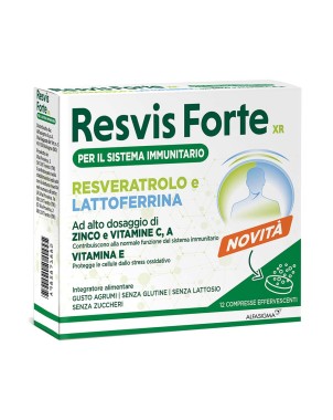 Resvis Forte XR
Per il sistema immunitario
Resveratrolo e Lattoferrina
Ad alto dosaggio di Zinco e Vitamine C, A, E