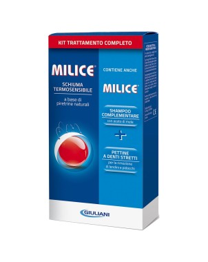 Milice kit trattamento completo pidocchi schiuma, shampoo e pettine