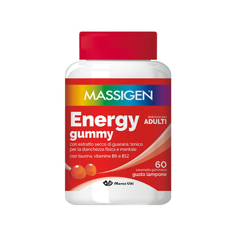 Massigen
Energy Gummy
con estratto secco di guaranà: tonico per la stanchezza fisica e mentale, con taurina, vitamine B6 e B12