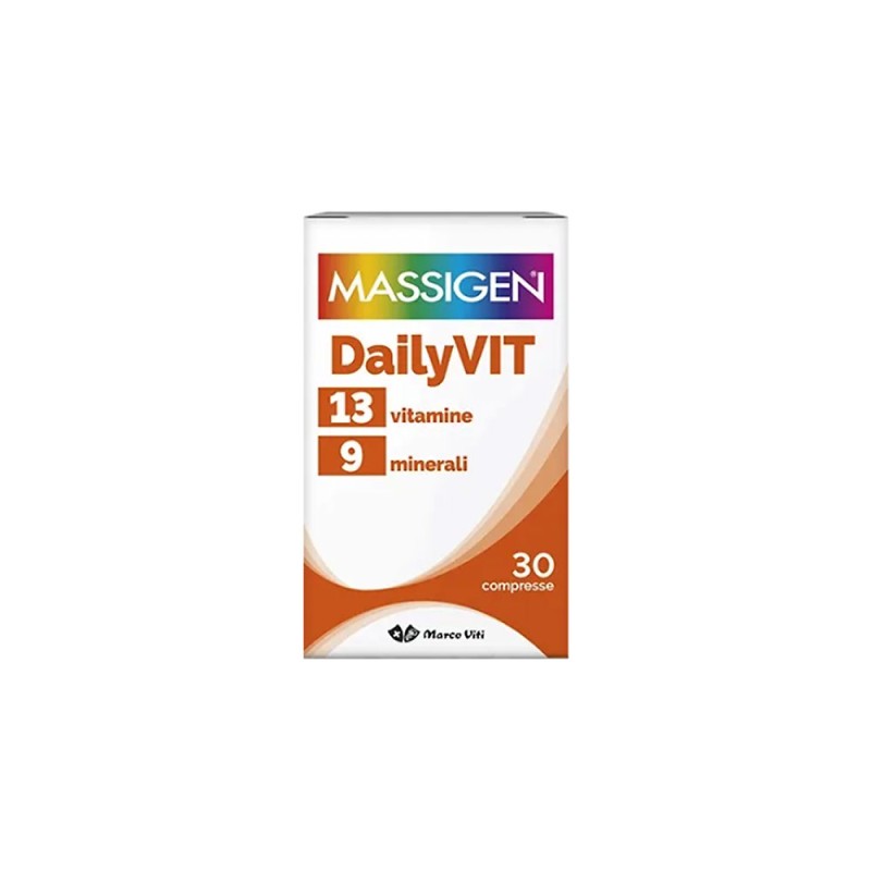 Massigen
DailyVIT
13 vitamine | 9 Minerali
senza glutine | senza lattosio
barattolo da 30 compresse