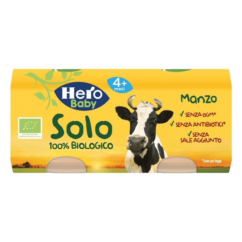 Hero Baby Solo Bœuf bio homogénéisé 4 mois + 2x80 g