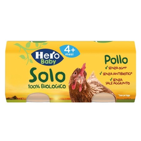 Hero solo omogeneizzato pollo biologico 4 mesi+ Confezione 2 vasetti da 80 g