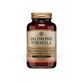 Ialuronic Formula
Integratore alimentare a base di collagene idrolizzato, acido ialuronico, condroitin solfato e Vitamina C