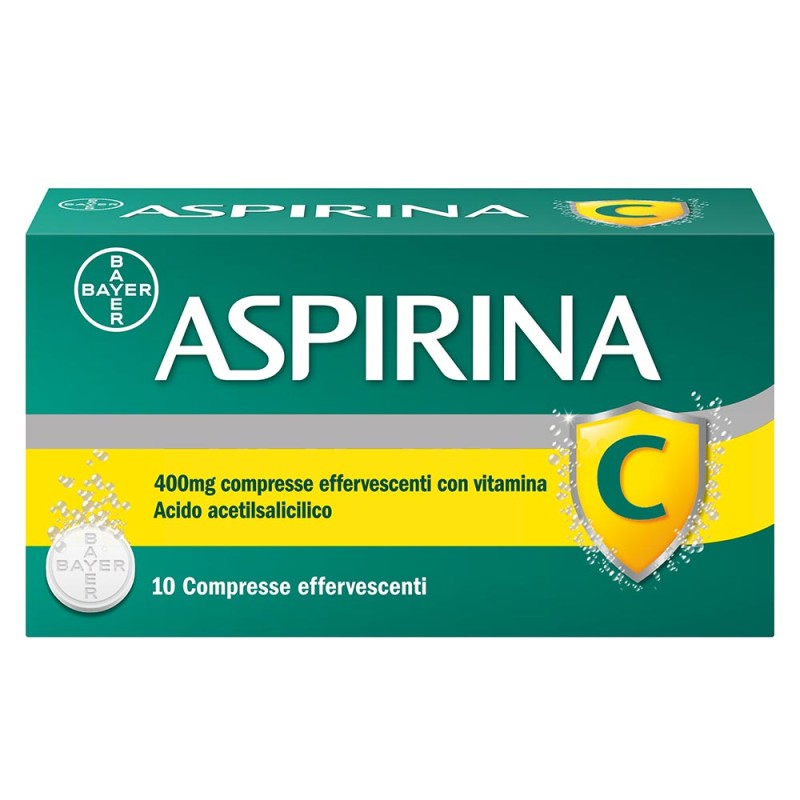 Aspirina C
400 mg compresse effervescenti con Vitamina C
Acido acetilsalicilico
confezione da 10 compresse effervescenti