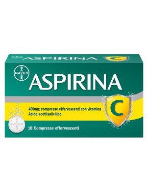 Aspirina C
400 mg compresse effervescenti con Vitamina C
Acido acetilsalicilico
confezione da 10 compresse effervescenti
