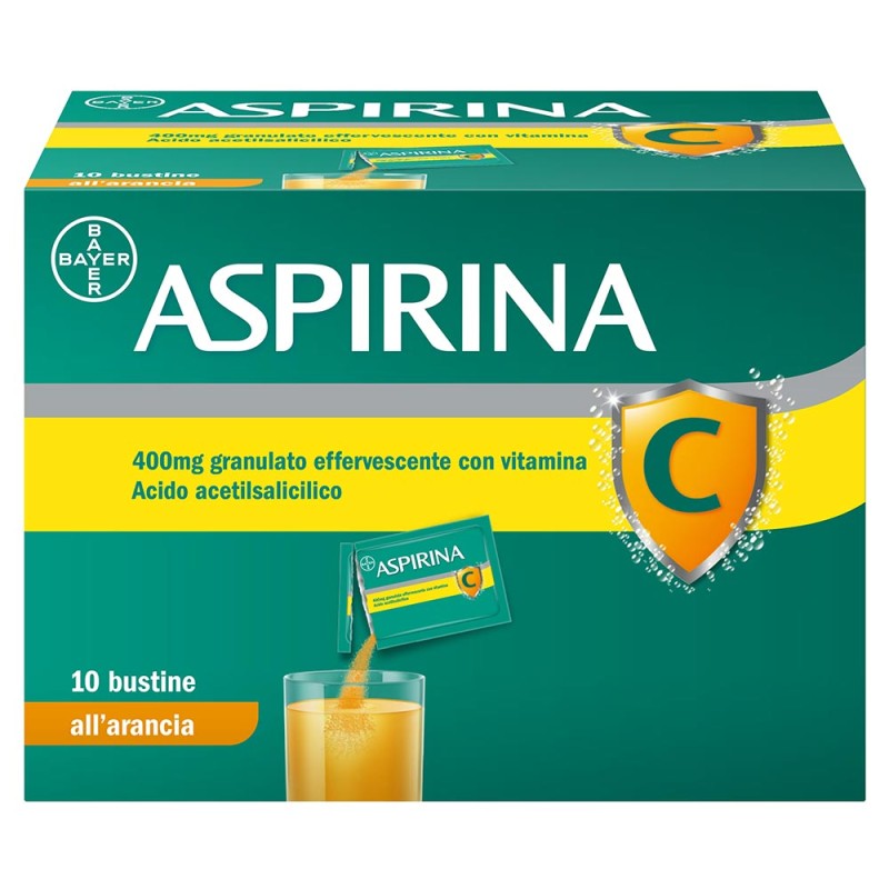 Aspirina C
400 mg granulato effervescente con vitamina C
acido acetilsalicilico
gusto arancia