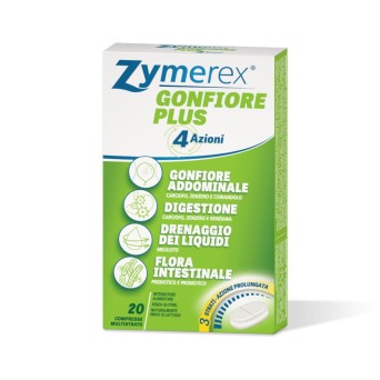 Zymerex
Gonfiore Plus
4 azioni (gonfiore addominale, digestione, drenaggio dei liquidi, flora intestinale)