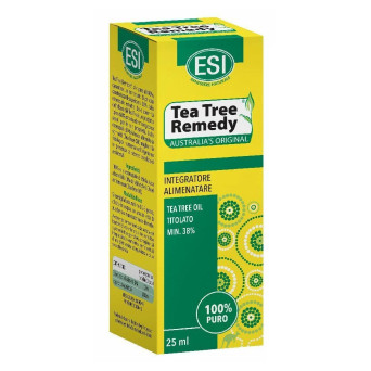 ESI
Tea tree remedy
teatree oil titolato min. 38%
100% puro
flacone da 25 ml