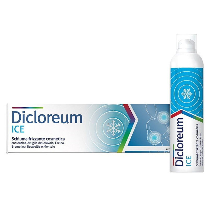 Dicloreum Ice
Schiuma frizzante cosmetica
Con arnica, artiglio del diavolo, escina, bromelina, Boswellia e Mentolo