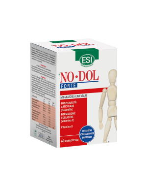 ESI
No Dol forte
Funzionalità articolare (Boswellia), Formazione Collagene (Vitamina C), Vitamina D