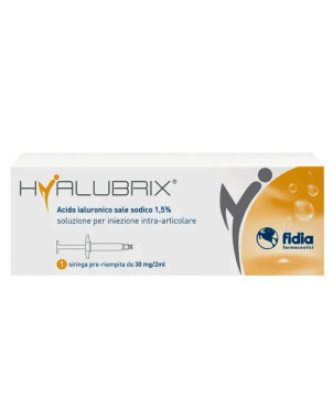 Hyalubrix Siringa preriempita 30mg/2ml soluzione per iniezione intra-articolare
acido ialuronico sale sodico 1,5%