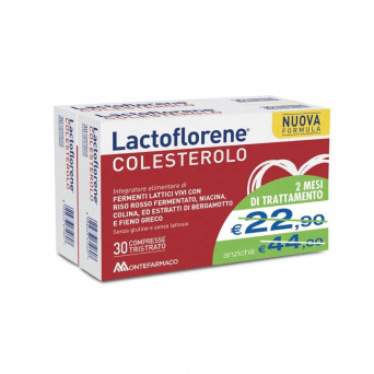 Lactoflorene Colesterolo Integratore alimentare di fermenti lattici vivi con riso rosso fermentato, niacina, colina.
