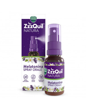 ZzzQuil natura melatonina spray orale Integratore per il sonno, senza zucchero e formula vegana.
Flacone spray 30 ml