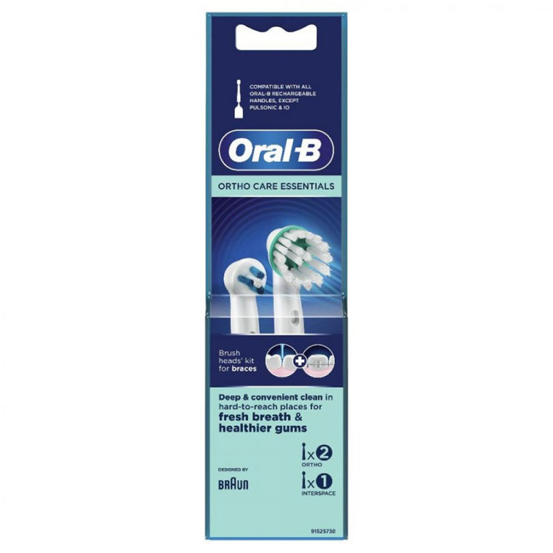 Oral-B Ortho Care Essentials testine di ricambio 2+1 pezzi