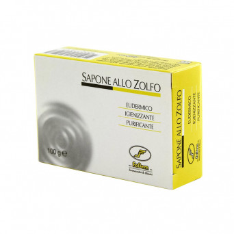 Sapone naturale allo zolfo efficace nel purificare la cute, consigliato per la detersione delle pelli grasse.