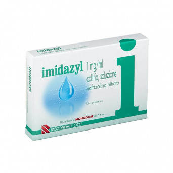 Imidazyl eye drops single-dose vials indicated in allergic and inflammatory conditions of the eyes