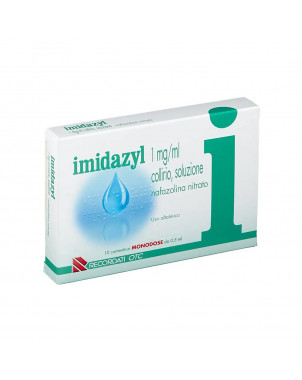 Imidazyl eye drops single-dose vials indicated in allergic and inflammatory conditions of the eyes