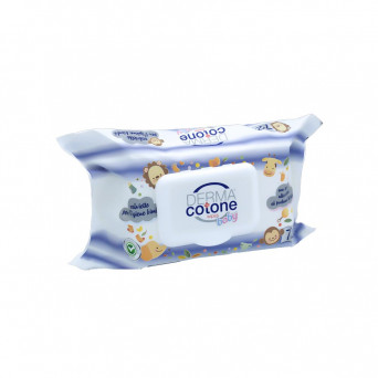 Dermacotone Baby toallitas higiénicas para bebés con aroma a talco, ideales para el cambio de pañal, manos y rostro.