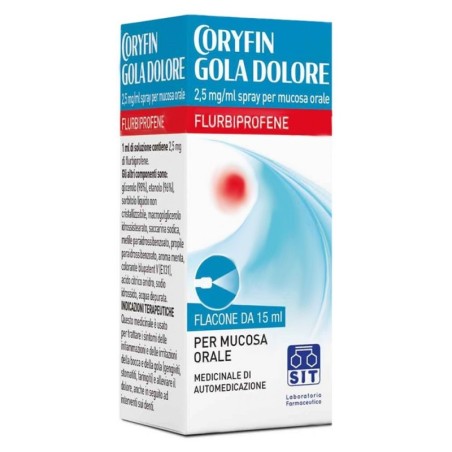 Coryfin
Gola dolore
2,5 mg/ml spray per mucosa orale
Flurbiprofene