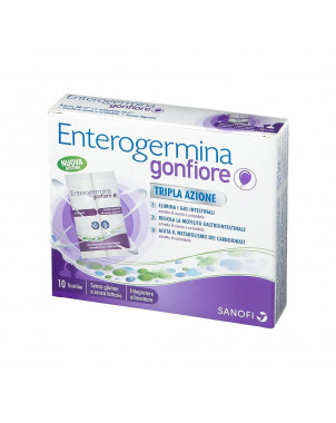 Enterogermina Gonfiore 10 sachets food supplement with probiotics, plant extracts and digestive enzymes