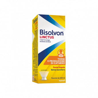 Bisolvon Linctus strawberry syrup 200 ml thins mucus deposits in the respiratory tract