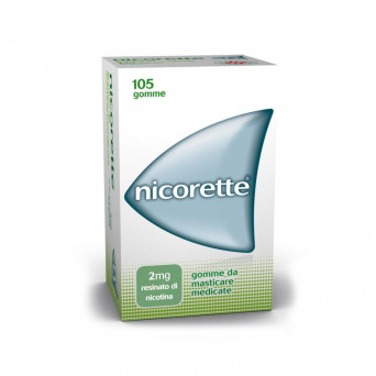 Nicorette 2 mg 105 chewable gums indicated to stop smoking in case of cigarette addiction