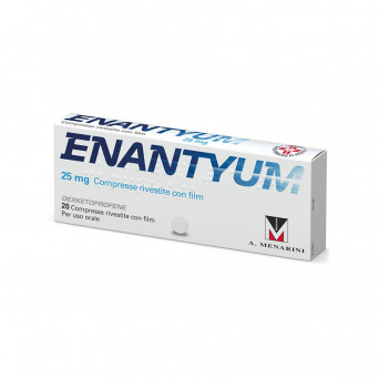 Enantyum 25 mg 20 tablets indicated for the short-term symptomatic treatment of pain