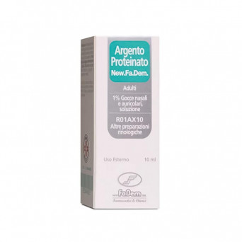 Argento proteinato 1% 10 ml gocce nasali e auricolari, soluzione decongestionante per adulti