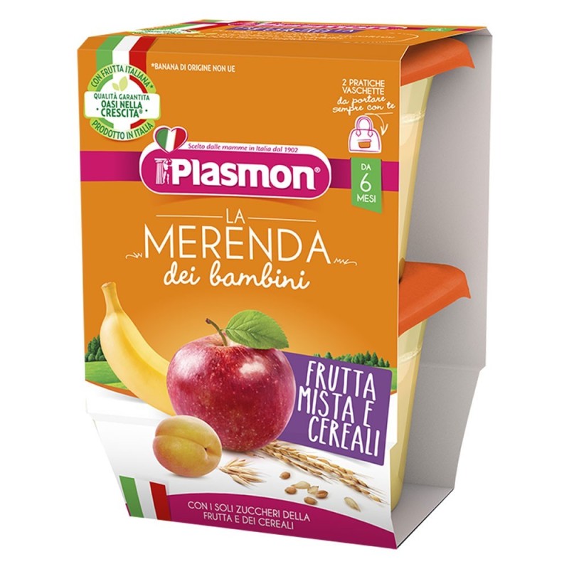 Plasmon
La merenda
dei bambini
frutta mista e cereali
6 mesi+
Confezione 2 vasetti da 120g