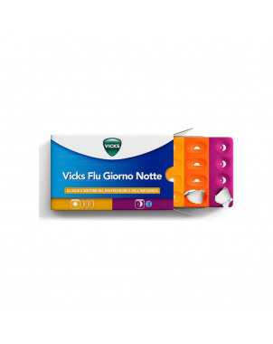 Vicks flu giorno notte 12+4 compresse allevia 6 sintomi del raffreddore e dell'influenza