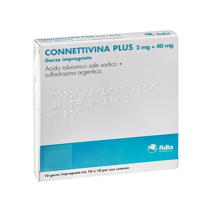 Connettivina Plus 2mg + 40mg 10 gasas 10x10 cm