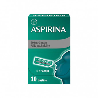 Aspirin 500 mg granules 10 sachets indicated for the symptomatic therapy of feverish states and flu syndromes