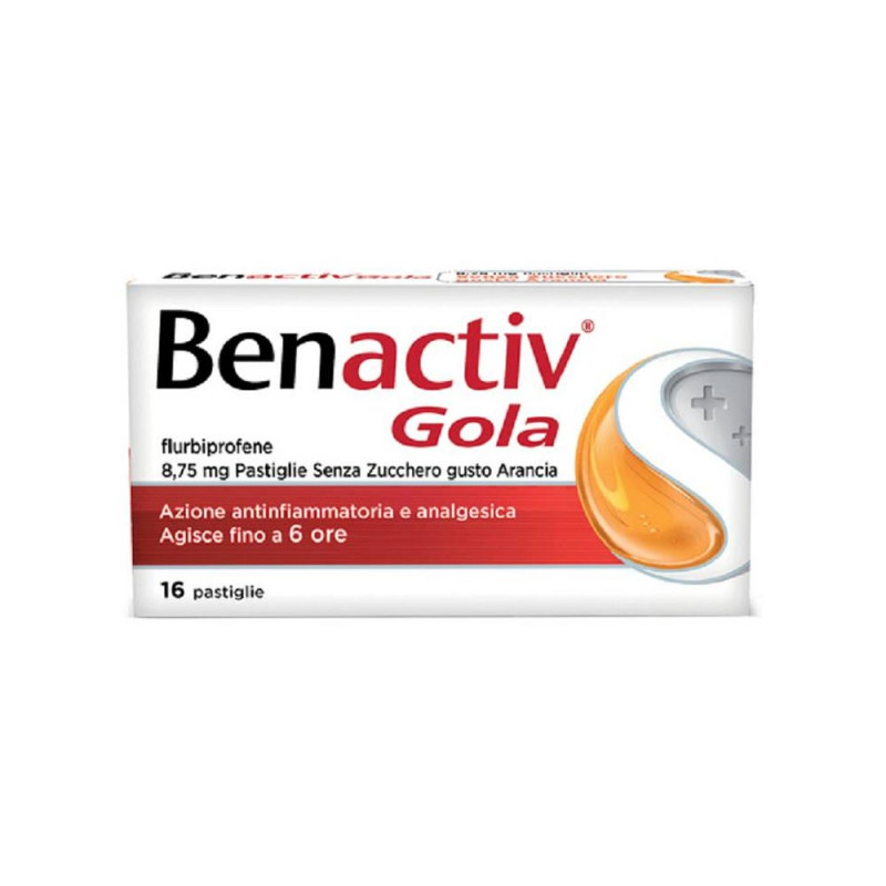 Benactiv gola 16 pastiglie arancia senza zucchero