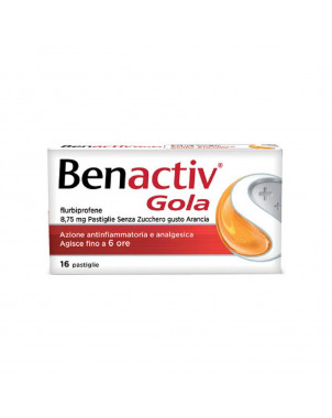 Benactiv gola caramelle che agisce contro l’infiammazione e il dolore della gola, della bocca e delle gengive.