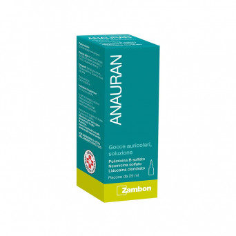 Anauran ear drops 25 ml indicated in adults and children in case of acute and chronic otitis