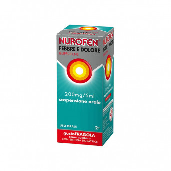 Nurofen febbre e dolore gusto fragola 100 ml indicato per il trattamento sintomatico della febbre e del dolore lieve o moderato.