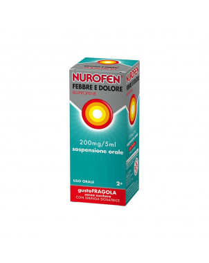 Nurofen febbre e dolore gusto fragola 100 ml indicato per il trattamento sintomatico della febbre e del dolore lieve o moderato.