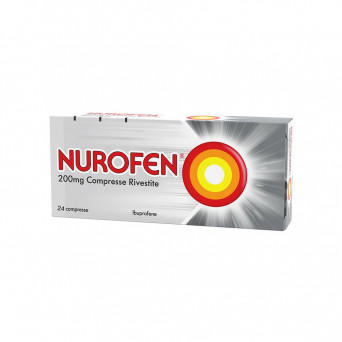 Nurofen 200 mg 24 compresse è indicato per mal di testa, dolori muscolari, dolori osteoarticolari, mal di denti, febbre.