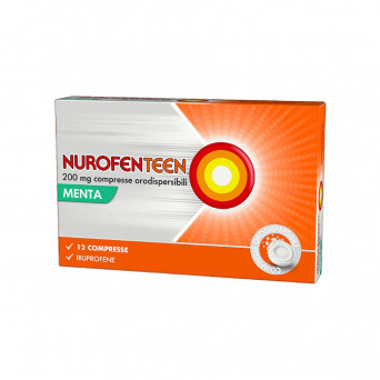 Nurofenteen 200 mg 12 compresse menta orodispersibili sollievo rapido da mal di testa, dolore e febbre.