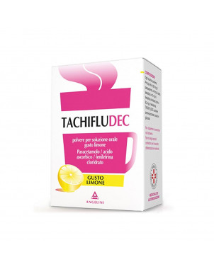 Tachifludec 10 bustine limone indicato per il trattamento del dolore, della febbre e della congestione.