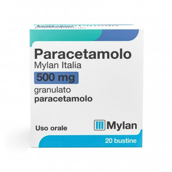 Paracetamolo Mylan 500 mg granulato 20 bustine indicato nel trattamento sintomatico della febbre e degli stati dolorosi acuti