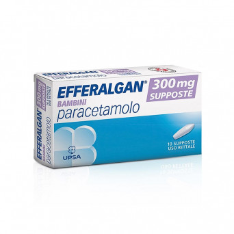 Efferalgan bambini 300 mg 10 supposte indicato per il trattamento sintomatico del dolore e degli stati febbrili nei bambini