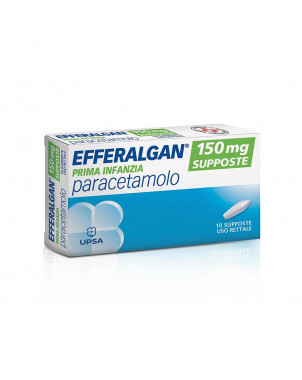 Efferalgan prima infanzia 150 mg 10 supposte indicato nel trattamento sintomatico della febbre e del dolore nei bambini