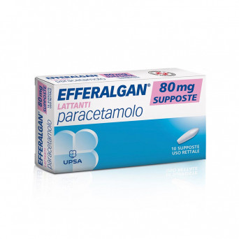 Efferalgan lattanti 80 mg 10 supposte indicato nel trattamento sintomatico della febbre e del dolore