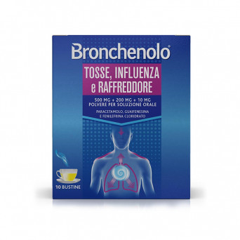 Bronchenolo tosse influenza raffreddore 10 bustine indicato per donare sollievo dai sintomi del raffreddore e dell’influenza