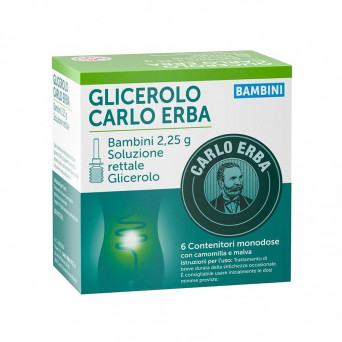 Glicerolo Carlo Erba bambini 2,25 g 6 contenitori trattamento di breve durata della stitichezza occasionale.