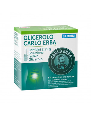 Glicerolo Carlo Erba bambini 2,25 g 6 contenitori trattamento di breve durata della stitichezza occasionale.